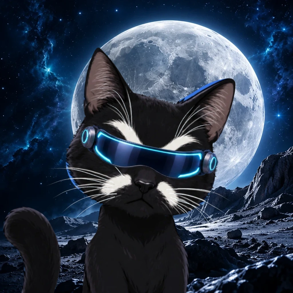 XRP CAT wearing a glowing cyber visor